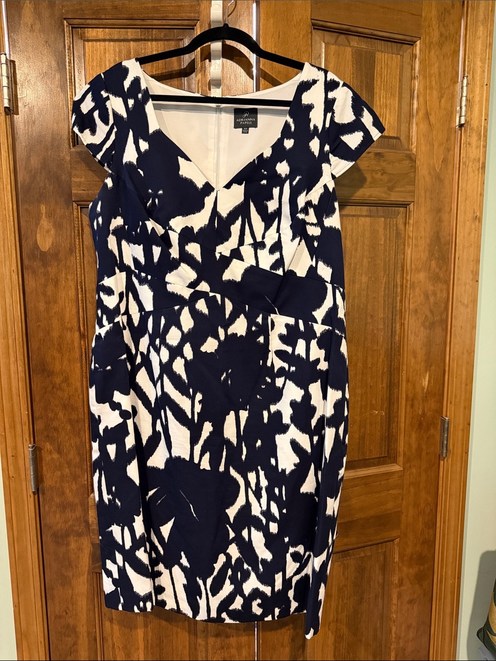 Windsor Navy and White Printed Cap Sleeve Dress 16W